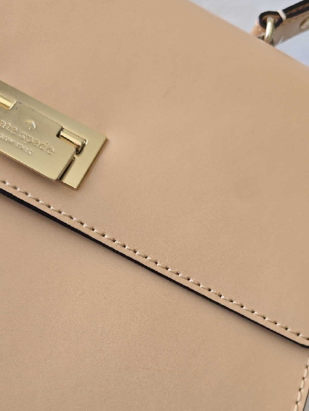 kate spade Beige Leather Structured Satchel with Gold Hardware - Picture 10 of 13